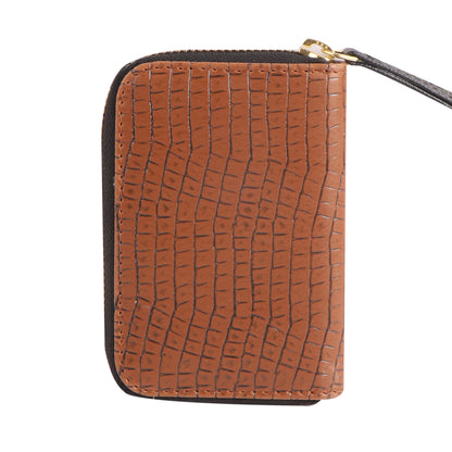 Brown Crocodile-Textured Vegan Leather Mini Wallet for Women