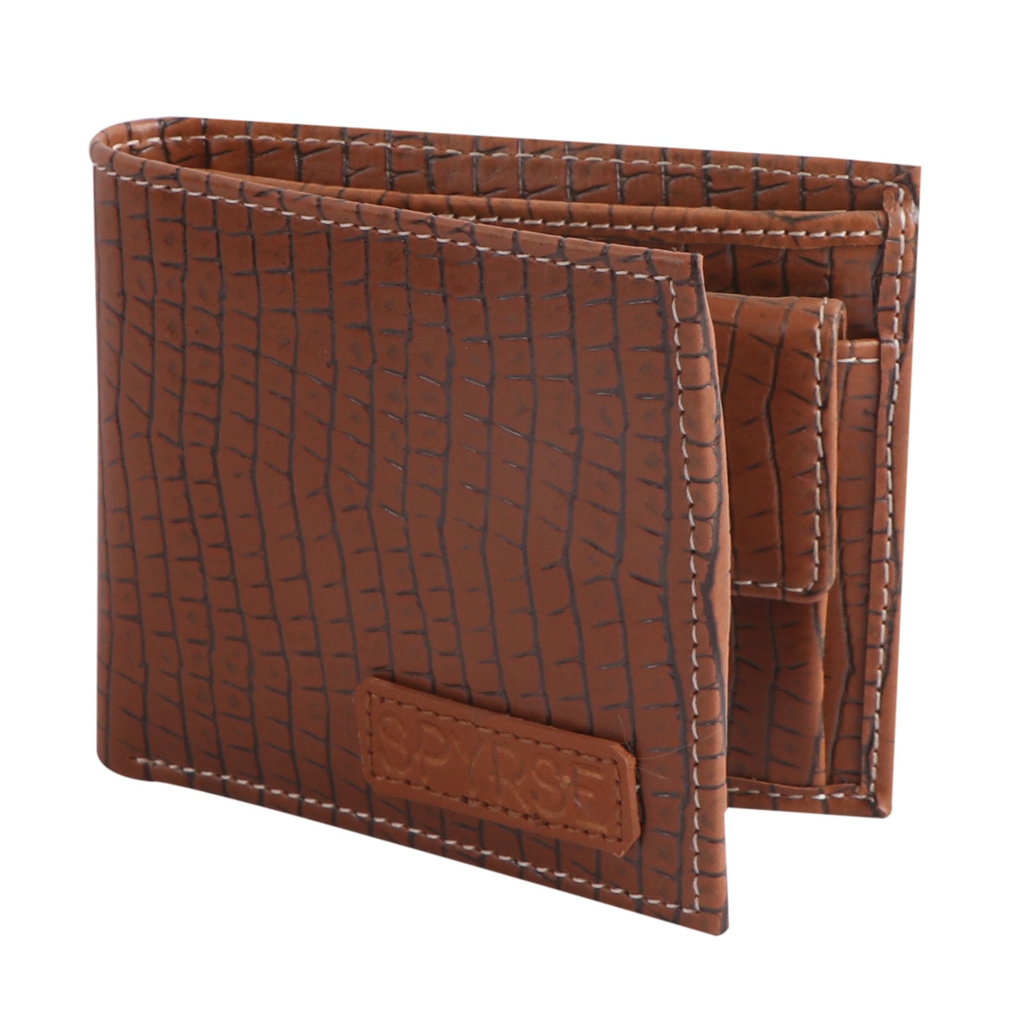 Men’s Croco Brown Vegan Leather Wallet with Coin Pocket | Multiple Card Slots