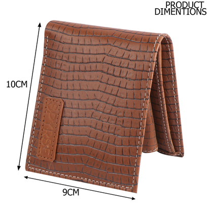 Men’s Croco Brown Vegan Leather Wallet with Coin Pocket | Multiple Card Slots