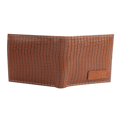 Men’s Croco Brown Vegan Leather Wallet with Coin Pocket | Multiple Card Slots