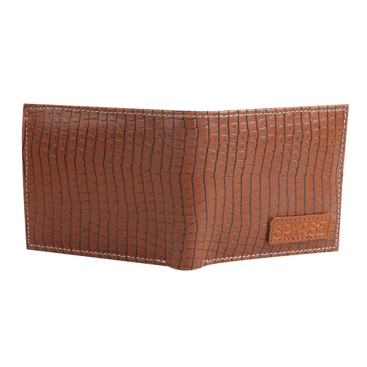 Men’s Croco Brown Vegan Leather Wallet with Coin Pocket | Multiple Card Slots