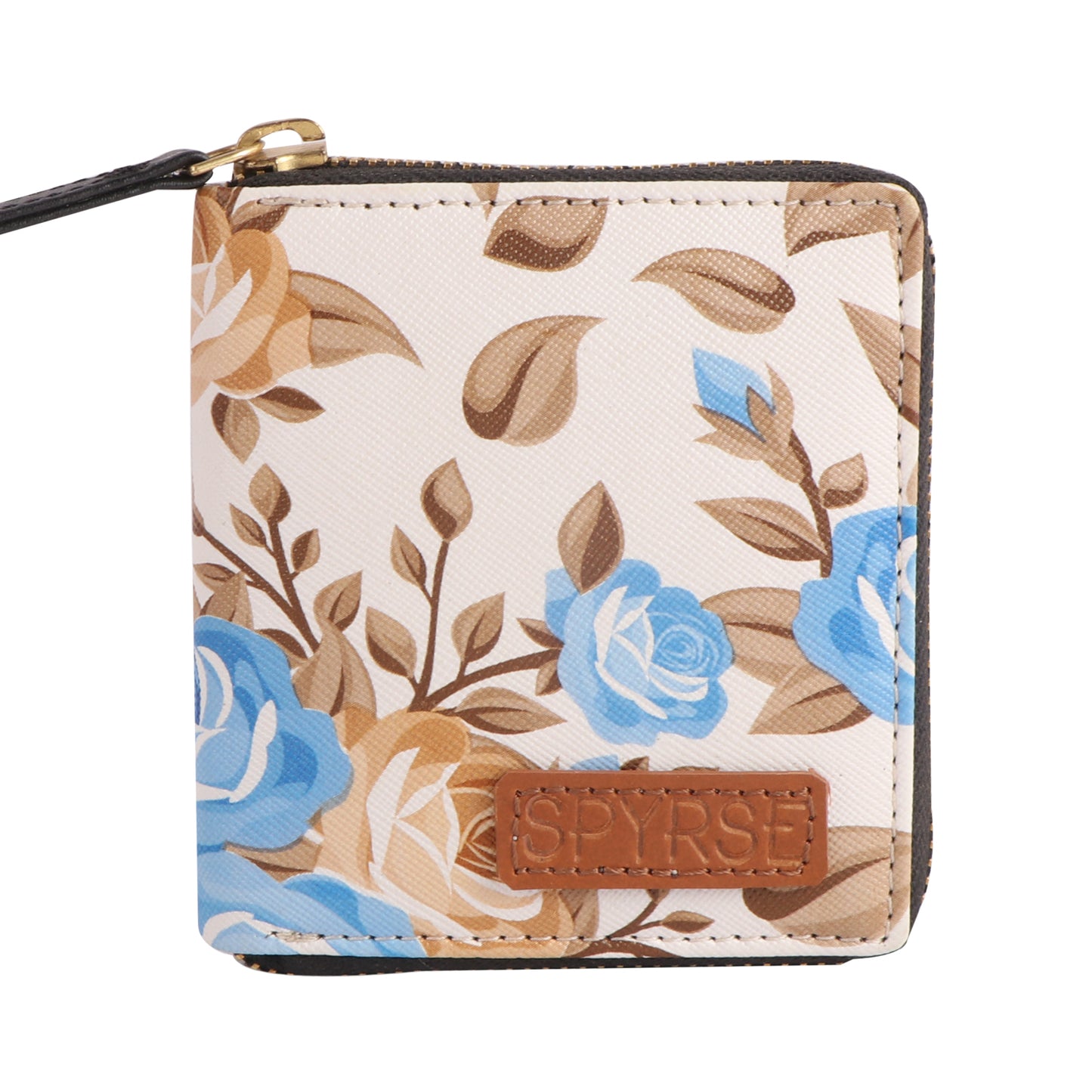 Blue Floral Vegan Leather Women’s Wallet – Compact & Stylish