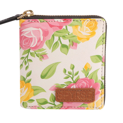 Pink Floral Print Women’s Vegan Leather Wallet