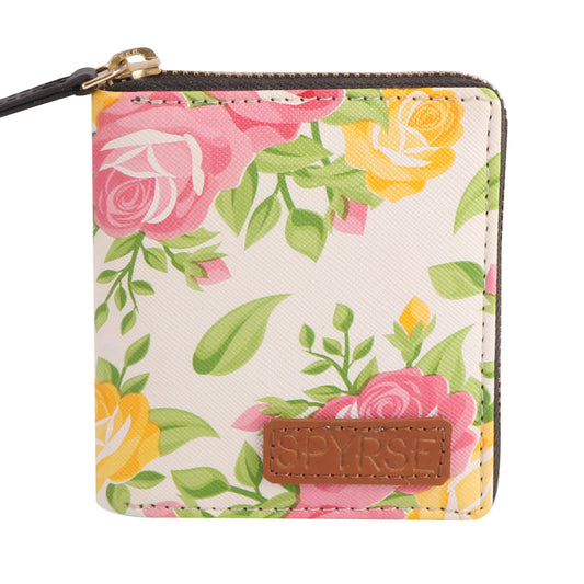 Pink Floral Print Women’s Vegan Leather Wallet