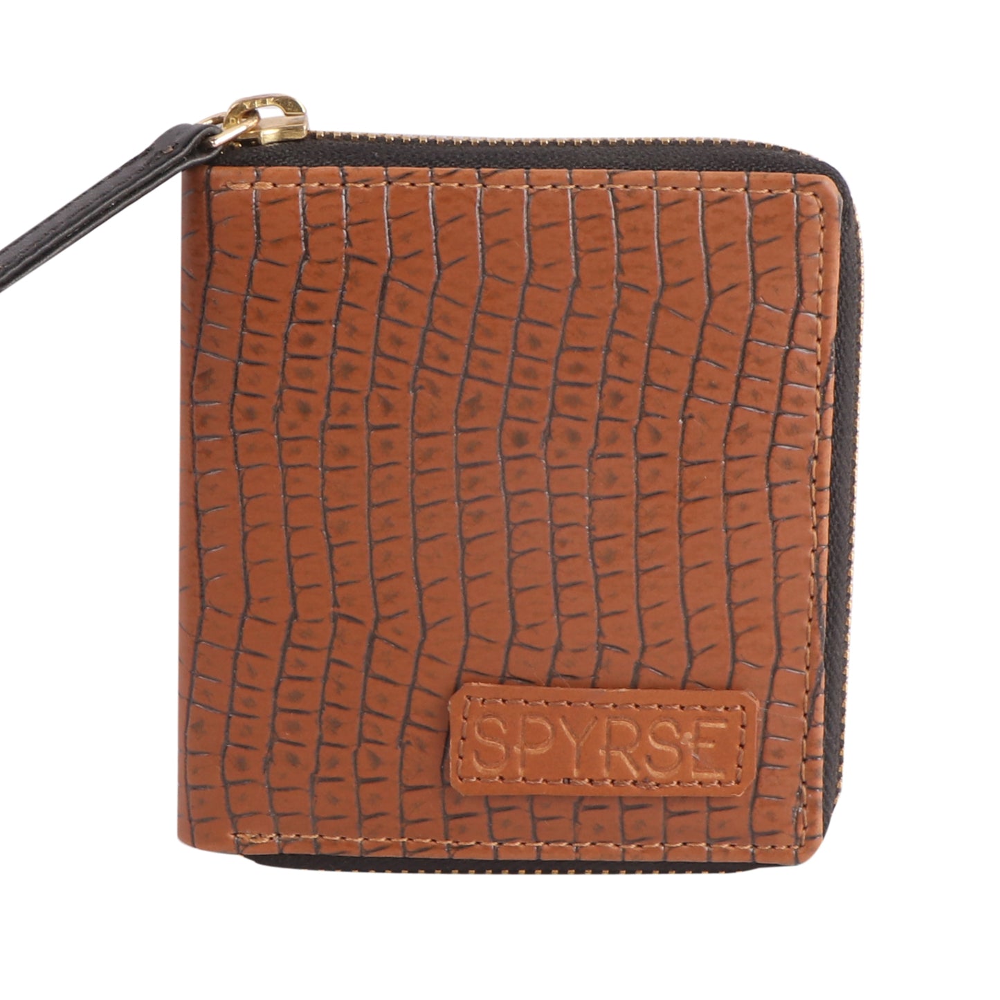 Women’s Brown Crocodile Pattern Vegan Leather Zip Wallet