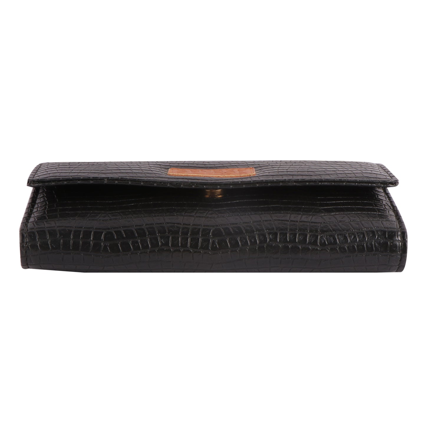 Black Vegan Leather Women’s Wallet | Crocodile Texture