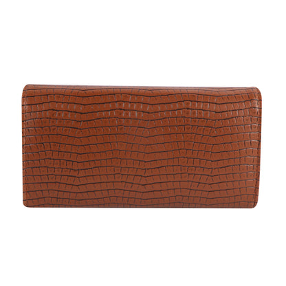 Tan Vegan Leather Women’s Wallet | Crocodile Texture