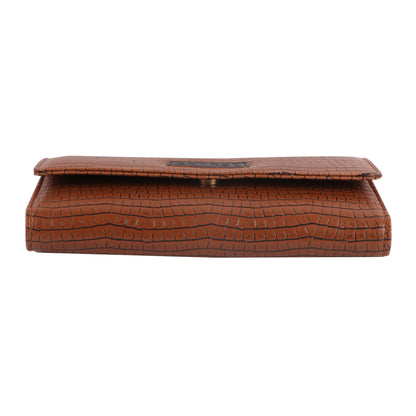 Tan Vegan Leather Women’s Wallet | Crocodile Texture