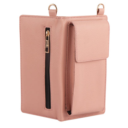 Pink Vegan Leather Mobile Sling Wallet for Women | Crossbody Phone Bag