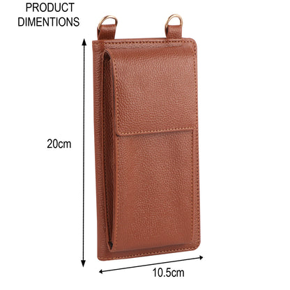 Brown Vegan Leather Sling Wallet – Stylish Mobile Purse for Women