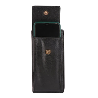 Black Vegan Leather Mobile Sling Wallet Gold Chain – Multi-Utility Crossbody Purse for Women