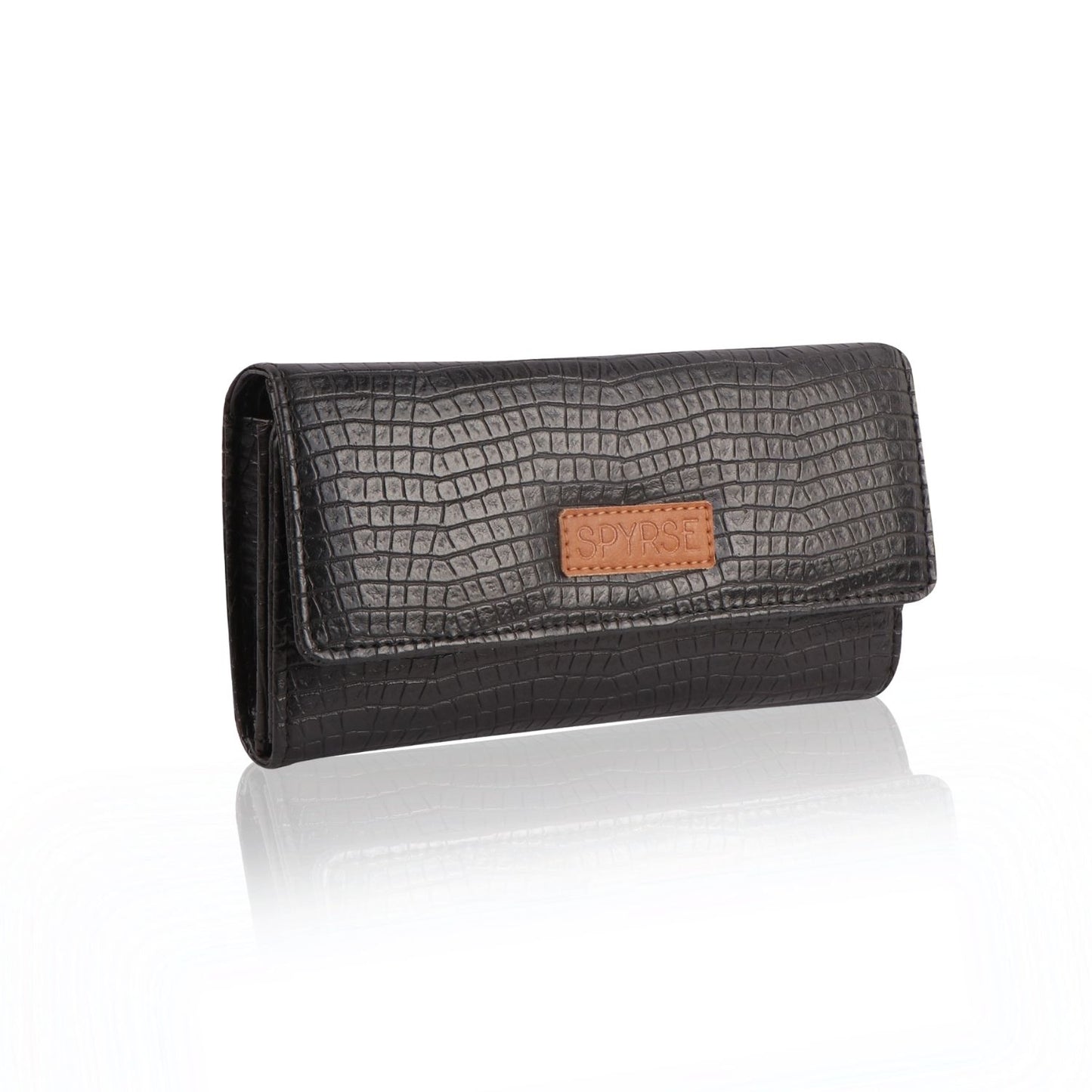Black Crocodile Vegan Leather women's Clutch