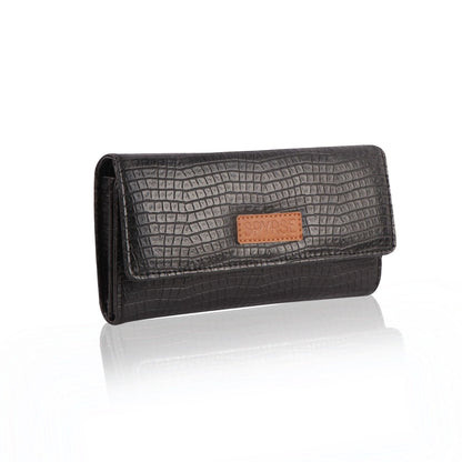 Black Crocodile Vegan Leather women's Clutch