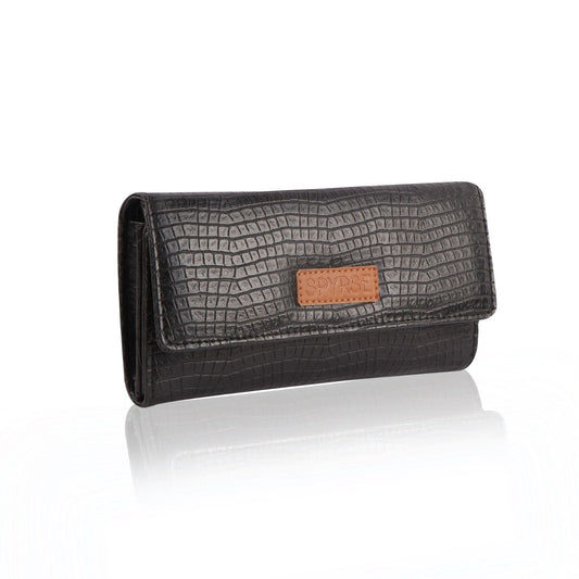 Black Crocodile Vegan Leather women's Clutch