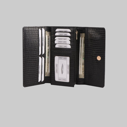 Black Crocodile Vegan Leather women's Clutch