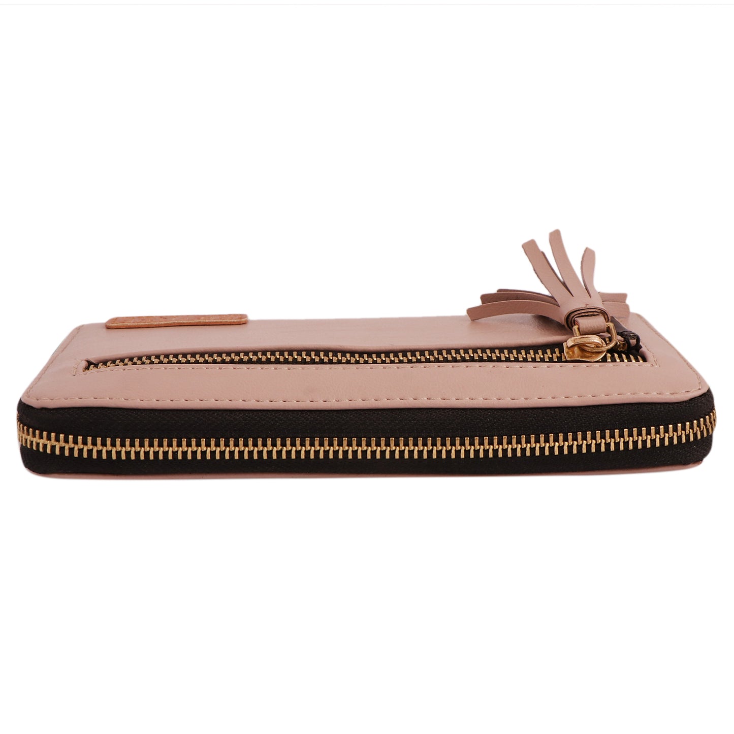 Women’s Blush Pink Vegan Leather Tassel Clutch | Zip Around Wallet | Card Holder