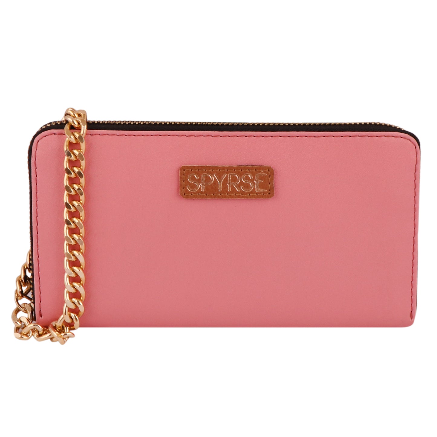 Pink Vegan Leather Women’s Clutch with Gold Chain | Elegant & Trendy Wallet