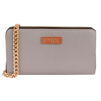 Pink Vegan Leather Clutch for Women | Trendy Chain Wallet Purse