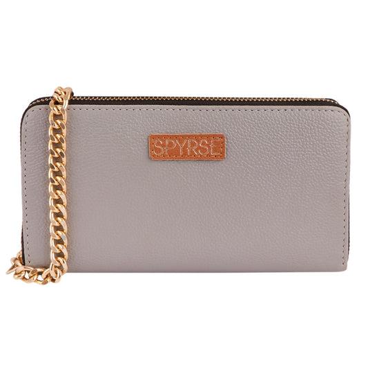 Pink Vegan Leather Clutch for Women | Trendy Chain Wallet Purse