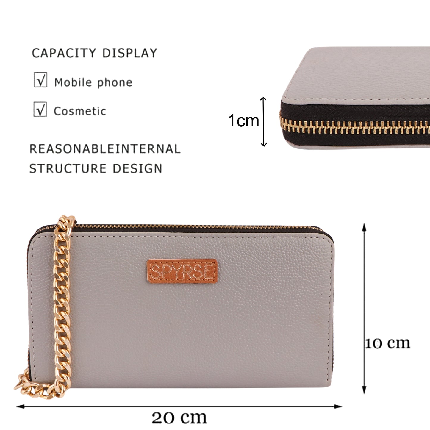 Pink Vegan Leather Clutch for Women | Trendy Chain Wallet Purse