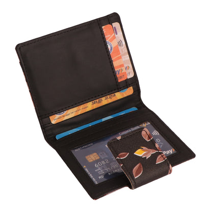Black Floral Vegan Leather Wallet for Women | Compact & Stylish