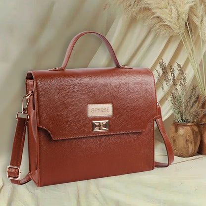 Women’s Brown Vegan Leather Top Handle Sling Bag