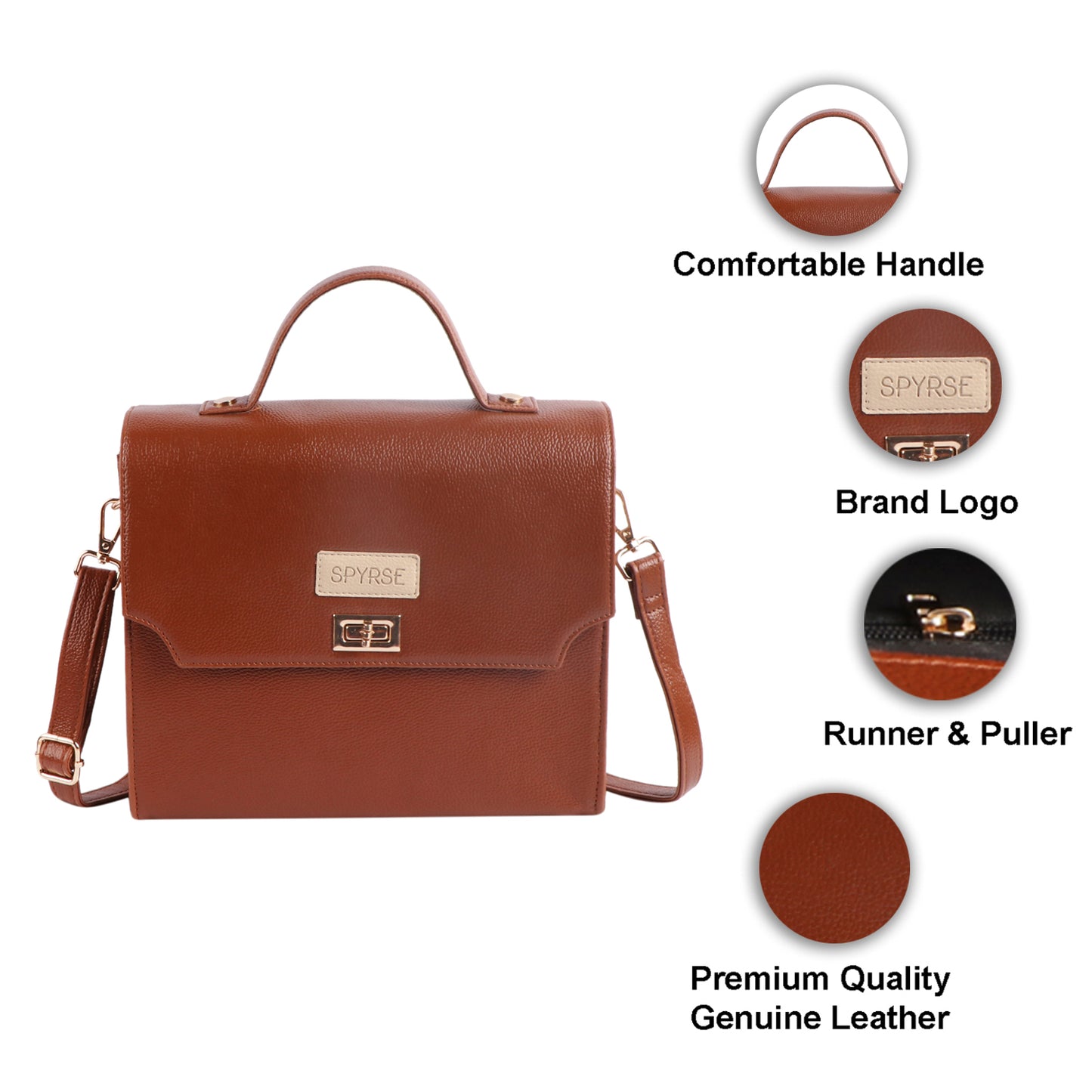 Women’s Brown Vegan Leather Top Handle Sling Bag