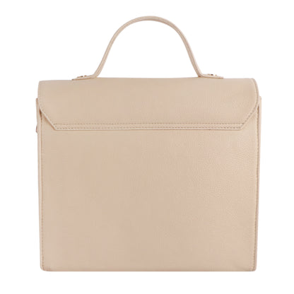 Women’s Beige Vegan Leather Sling Bag with Top Handle