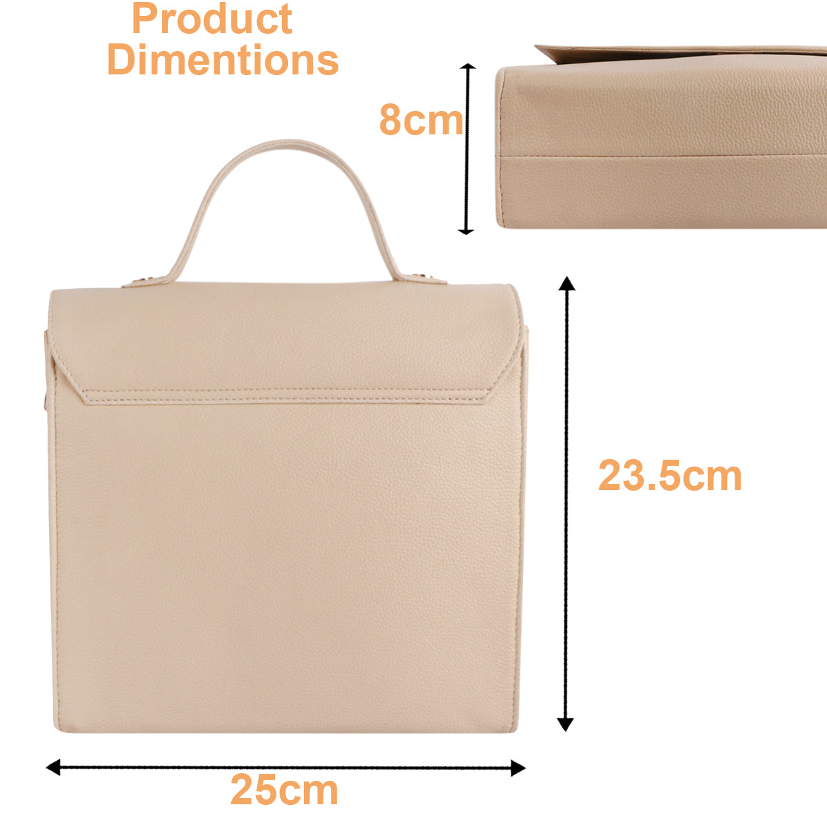 Women’s Beige Vegan Leather Sling Bag with Top Handle