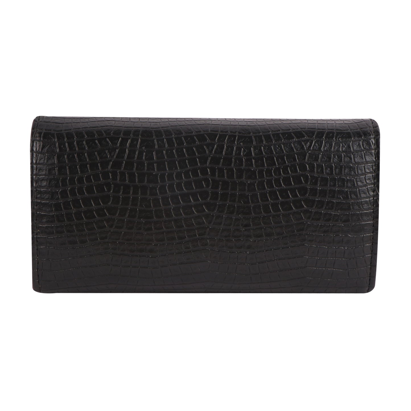 Black Vegan Leather Women’s Wallet | Crocodile Texture