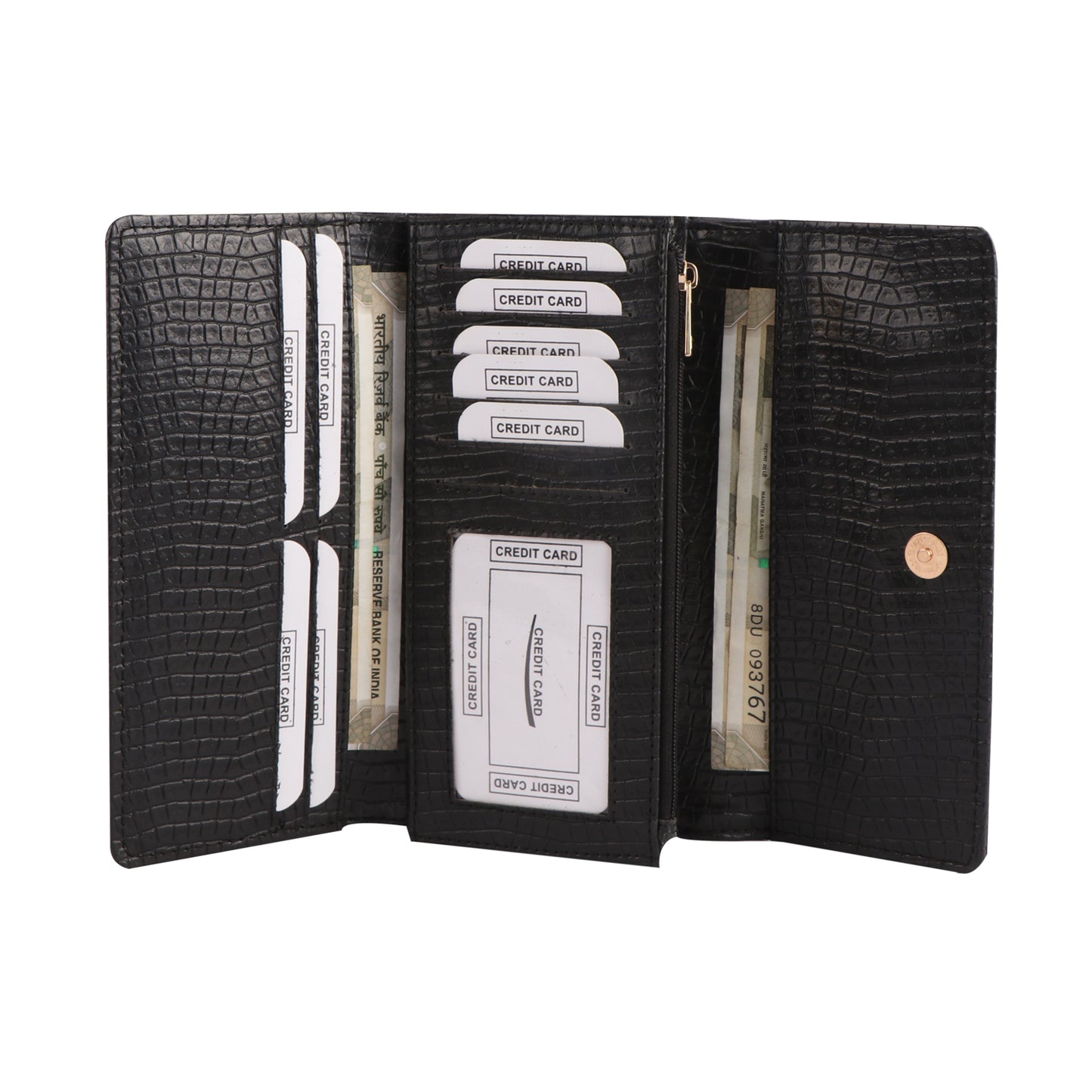 Black Vegan Leather Women’s Wallet | Crocodile Texture