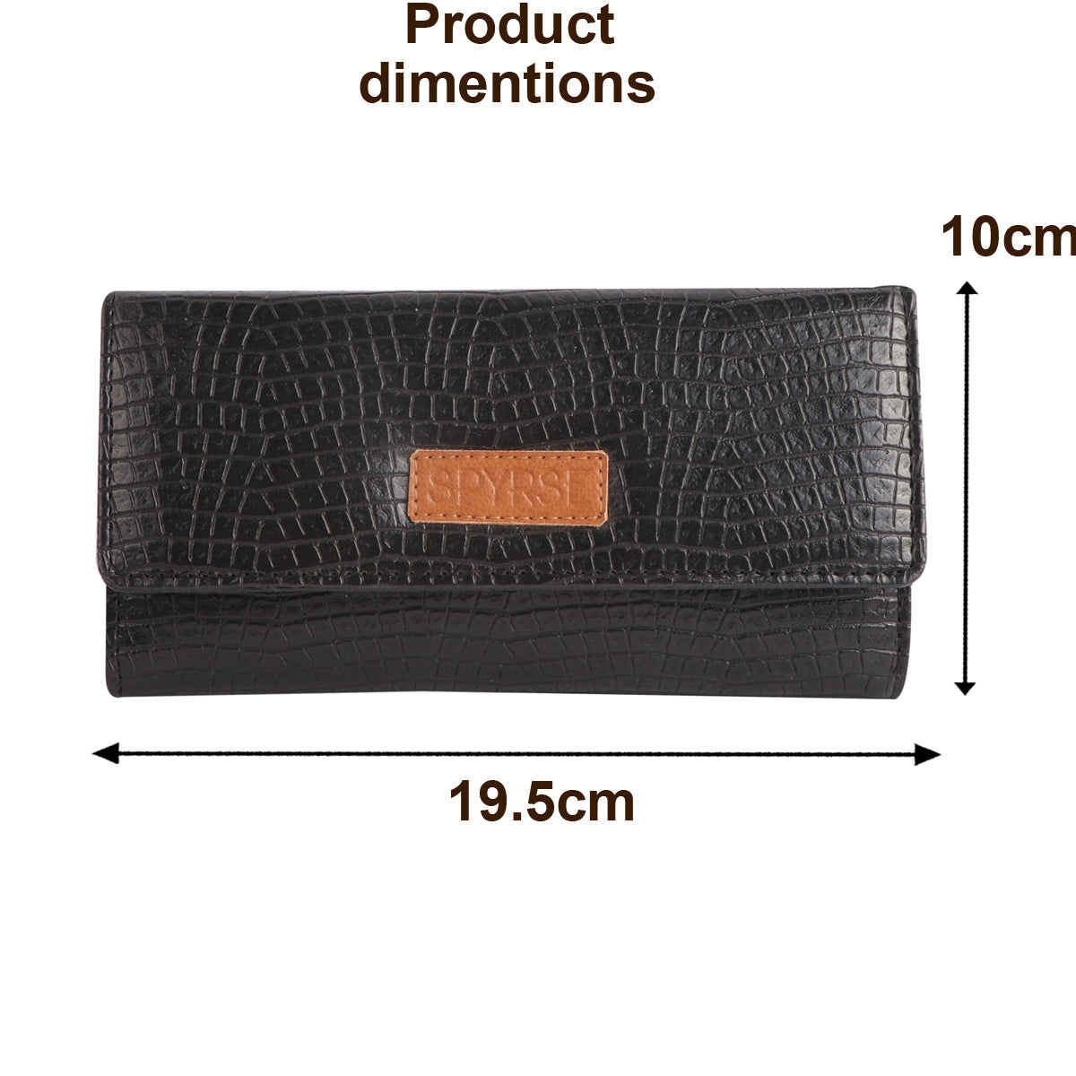Black Vegan Leather Women’s Wallet | Crocodile Texture
