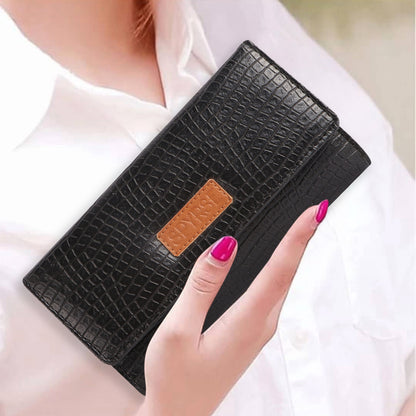 Black Vegan Leather Women’s Wallet | Crocodile Texture